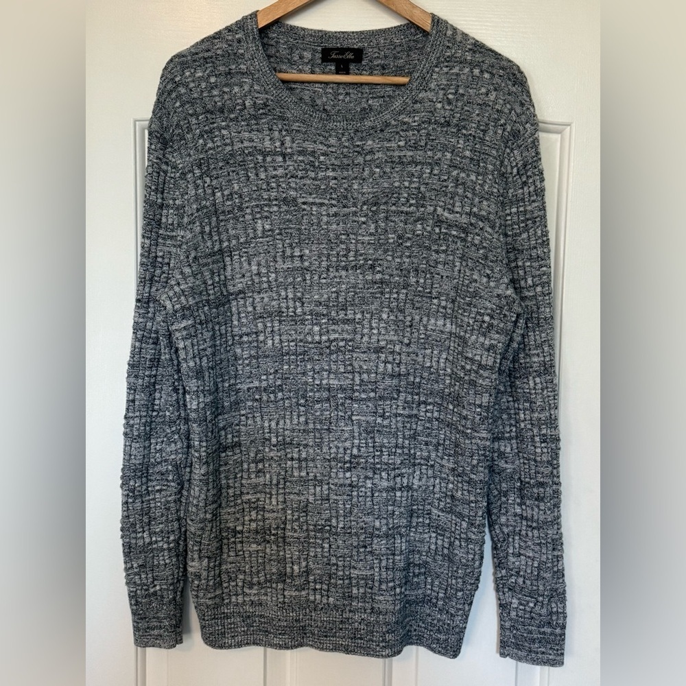 Tasso Elba Men’s Gray Textured Knit Crewneck Sweater Size L